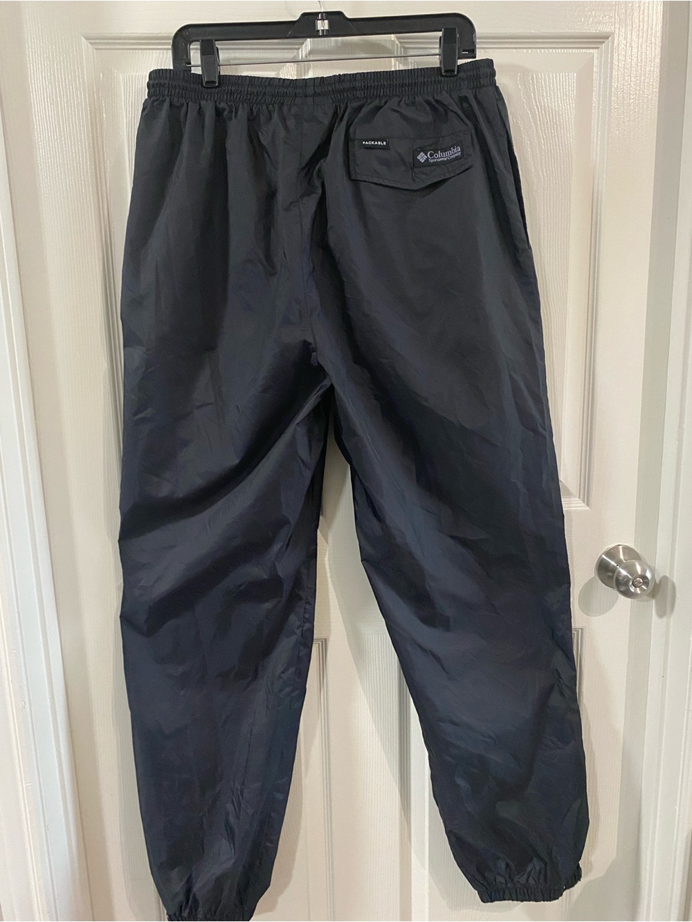 COLUMBIA MNS XL Black Elastic-Waist Waterproof Jogger Pants Ajustable Ankles